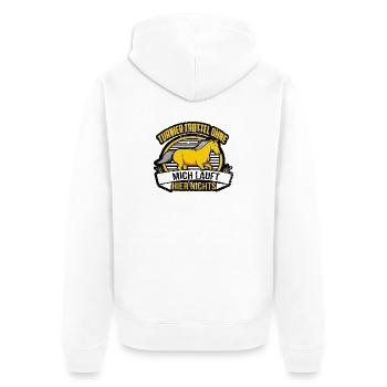 Turnier Trottel Turniertrottel TT Reiterspruch - Unisex Premium Bio Zip Hoodie - Weiß - Hinten - Thijin (182cm)