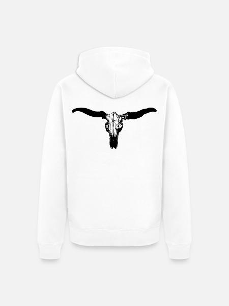 tierschädel rind - Unisex Premium Bio Zip Hoodie - Weiß