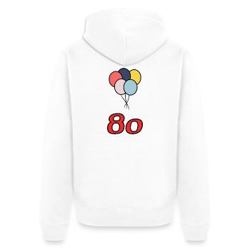 80. 80 ANS. 80e ANNIVERSAIRE. ANNIVERSAIRE 80 ANS. - Veste à capuche bio Premium Unisexe - blanc - Dos - Thijin (182cm)