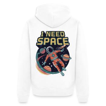 Ich brauche Platz - Unisex Premium Bio Zip Hoodie - Weiß - Hinten - Thijin (182cm)