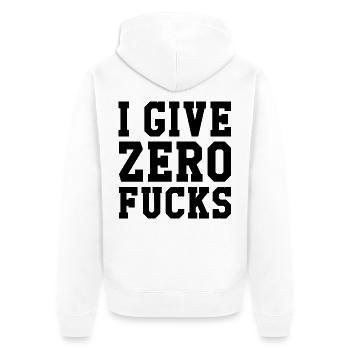 I Give Zero Fucks - Unisex Premium Bio Zip Hoodie - Weiß - Hinten - Thijin (182cm)