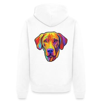 Rhodesian Ridgeback Hunderasse Cartoon Kawaii Illus - Unisex Premium Bio Zip Hoodie - Weiß - Hinten - Thijin (182cm)