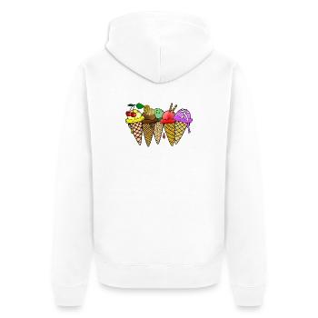 Eis Vanilleeis Schokoladeneis Erdbeereis Himbeere - Unisex Premium Bio Zip Hoodie - Weiß - Hinten - Thijin (182cm)