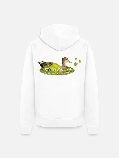 Schnatterente schnattern Quasselstrippe - Unisex Premium Bio Zip Hoodie - Weiß