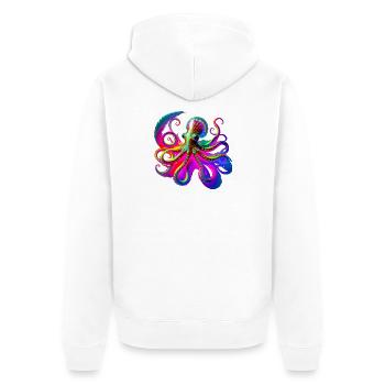 Pieuvre Néon psychédélique - Veste à capuche bio Premium Unisexe - blanc - Dos - Thijin (182cm)
