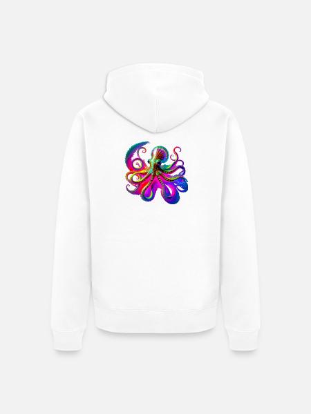 Psychedelic Neon Octopus - Unisex Premium Organic Zip Hoodie - white