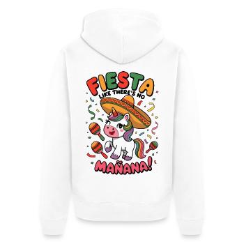 Fiesta, als gäbe es keine Mañana! - Unisex Premium Bio Zip Hoodie - Weiß - Hinten - Thijin (182cm)