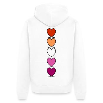 Cœurs lesbiennes, lesbiennes - Veste à capuche bio Premium Unisexe - blanc - Dos - Thijin (182cm)