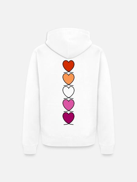Lesbian Lesbian Lesbian Hearts - Unisex Premium Organic Zip Hoodie - white