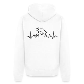 Electro Judo/ Jiu Jitsu - Unisex Premium Bio Zip Hoodie - Weiß - Hinten - Thijin (182cm)