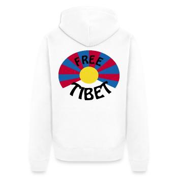 free tibet - Unisex Premium Bio Zip Hoodie - Weiß - Hinten - Thijin (182cm)