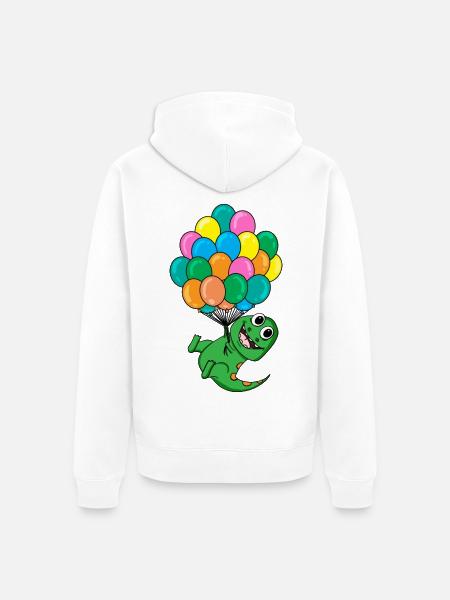 Baby Dinosaurier Luftballon - Unisex Premium Bio Zip Hoodie - Weiß