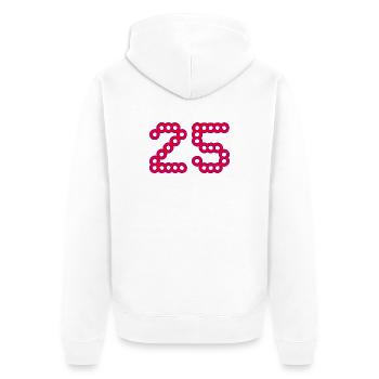 25. 25 ANS. 25e ANNIVERSAIRE. ANNIVERSAIRE 25 ANS. - Veste à capuche bio Premium Unisexe - blanc - Dos - Thijin (182cm)
