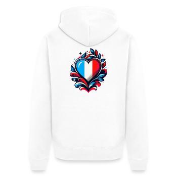 Coeur drapeau Français - Veste à capuche bio Premium Unisexe - blanc - Dos - Thijin (182cm)
