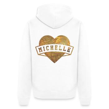 MICHELLE - Unisex Premium Bio Zip Hoodie - Weiß - Hinten - Thijin (182cm)