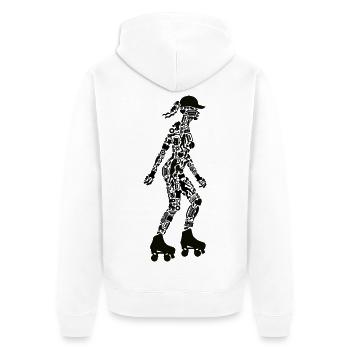 Rollschuh Mädchen Rollschuhe Roller Skating - Unisex Premium Bio Zip Hoodie - Weiß - Hinten - Thijin (182cm)