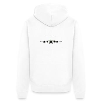 A400M camoflage - Unisex Premium Bio Zip Hoodie - Weiß - Hinten - Thijin (182cm)