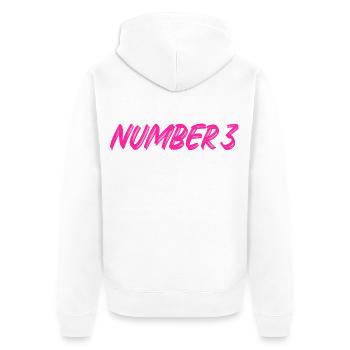 Number 3 - three - third - third - 3 - number 3 - Unisex Premium Organic Zip Hoodie - white - Back - Thijin (182cm)
