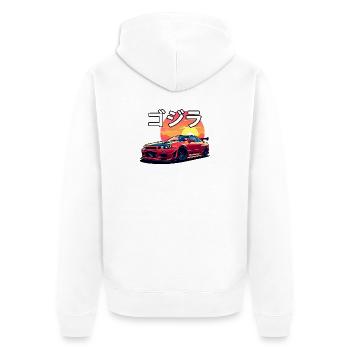 R34 Sunset - Unisex Premium Organic Zip Hoodie - white - Back - Thijin (182cm)