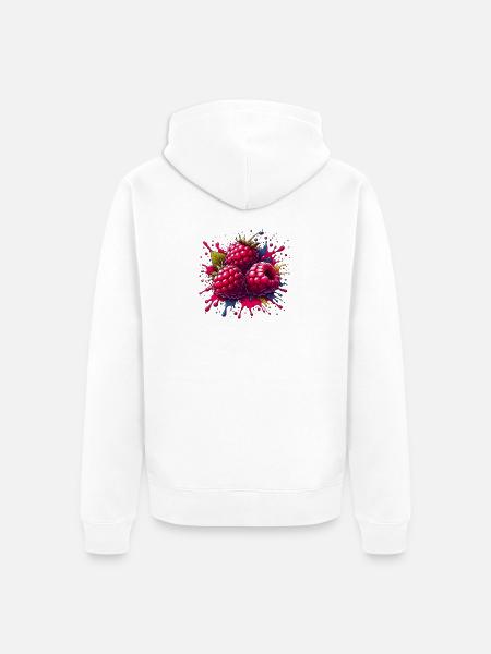 Himbeeren-Farbexplosion - Unisex Premium Bio Zip Hoodie - Weiß