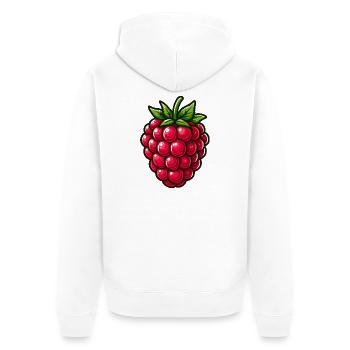 Himbeere, Obst - Unisex Premium Bio Zip Hoodie - Weiß - Hinten - Thijin (182cm)