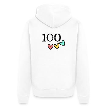 100. 100 JAHRE. 100-JÄHRIGES JUBILÄUM. 100. GEBURTSTAG - Unisex Premium Bio Zip Hoodie - Weiß - Hinten - Thijin (182cm)