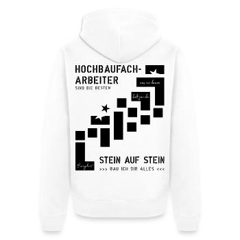 Hochbaufacharbeiter Maurer - Unisex Premium Bio Zip Hoodie - Weiß - Hinten - Thijin (182cm)