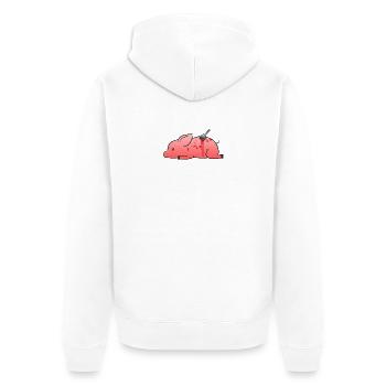Dead Pig - Unisex Premium Bio Zip Hoodie - Weiß - Hinten - Thijin (182cm)