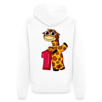 1. Geburtstag Giraffe 1.Klasse Geschenk - Unisex Premium Bio Zip Hoodie - Weiß - Hinten - Thijin (182cm)