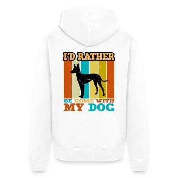 Cirneco Dell Ätna Hundeliebe Silhouette Retro Sonnenuntergang - Unisex Premium Bio Zip Hoodie - Weiß - Hinten - Thijin (182cm)