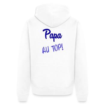 FROHER VATERTAG. PAPA. VATERTAG - Unisex Premium Bio Zip Hoodie - Weiß - Hinten - Thijin (182cm)