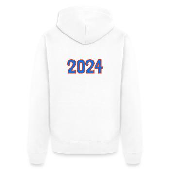 2024.Frohes neues Jahr. SILVESTER. NEUJAHR. - Unisex Premium Bio Zip Hoodie - Weiß - Hinten - Thijin (182cm)