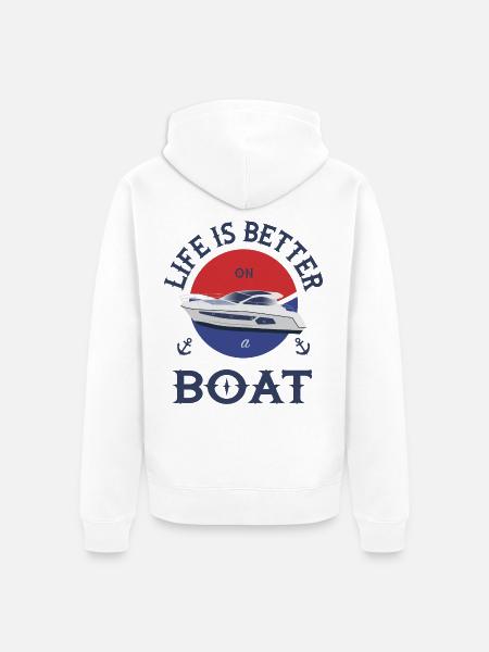 Boot Life is better - Unisex Premium Bio Zip Hoodie - Weiß