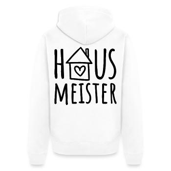 Hausmeister - Unisex Premium Bio Zip Hoodie - Weiß - Hinten - Thijin (182cm)