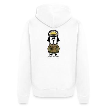 Feuerwehr ScHoF - Unisex Premium Bio Zip Hoodie - Weiß - Hinten - Thijin (182cm)