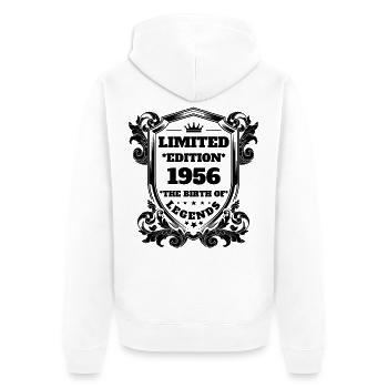 1956 - Unisex Premium Bio Zip Hoodie - Weiß - Hinten - Thijin (182cm)