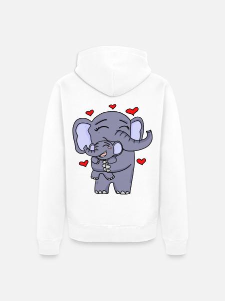 Elephant family cute - Unisex Premium Organic Zip Hoodie - white