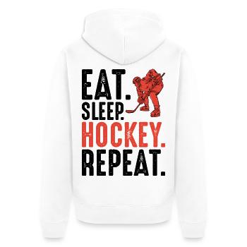 Red Hockey Player Silhouette - Unisex Premium Organic Zip Hoodie - white - Back - Thijin (182cm)