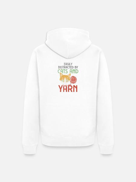 Katze Garn Häkeln - Unisex Premium Bio Zip Hoodie - Weiß