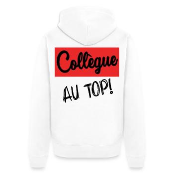 COLLEGUE. DEPART. RETRAITE. EMPLOI. HUMOUR - Veste à capuche bio Premium Unisexe - blanc - Dos - Thijin (182cm)