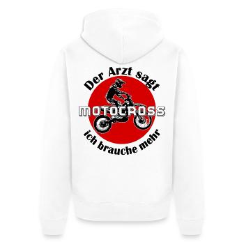der arzt sagt mx - Unisex Premium Bio Zip Hoodie - Weiß - Hinten - Thijin (182cm)