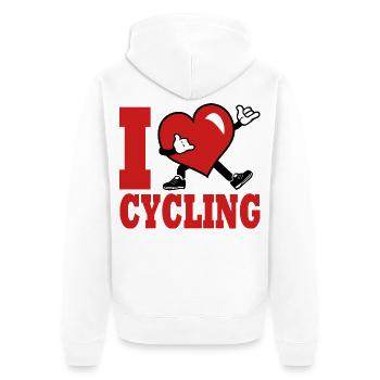 Ich liebe Radfahren, Radfahren, Radfahren, Radfahren - Unisex Premium Bio Zip Hoodie - Weiß - Hinten - Thijin (182cm)