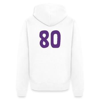 80. 80 ANS. 80e ANNIVERSAIRE. ANNIVERSAIRE 80 ANS. - Veste à capuche bio Premium Unisexe - blanc - Dos - Thijin (182cm)