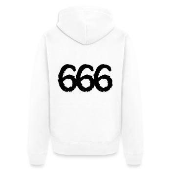 666 Symbol Zahl - Unisex Premium Bio Zip Hoodie - Weiß - Hinten - Thijin (182cm)