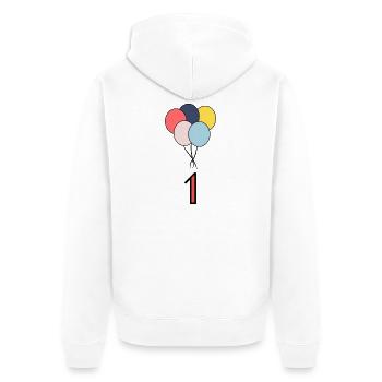 1. 1 JAHR. 1. JAHRESTAG. 1 JAHR GEBURTSTAG - Unisex Premium Bio Zip Hoodie - Weiß - Hinten - Thijin (182cm)