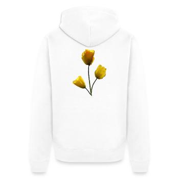 Mohn gelbe Mohnblumen - Unisex Premium Bio Zip Hoodie - Weiß - Hinten - Thijin (182cm)