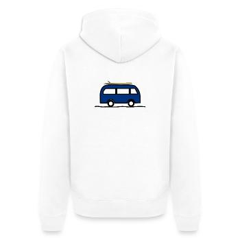 VAN. SURFEN. LEBEN SIE DEN URLAUB. FERIEN. - Unisex Premium Bio Zip Hoodie - Weiß - Hinten - Thijin (182cm)