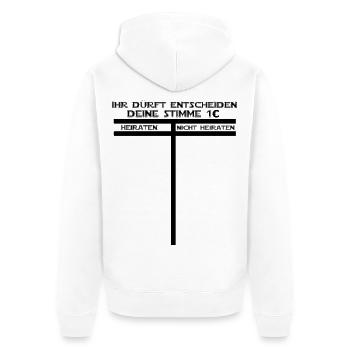 Ihr dürft entscheiden, heiraten oder nicht heirat - Unisex Premium Bio Zip Hoodie - Weiß - Hinten - Thijin (182cm)
