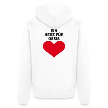 Ein Herz für Ossis - Unisex Premium Bio Zip Hoodie - Weiß - Hinten - Thijin (182cm)