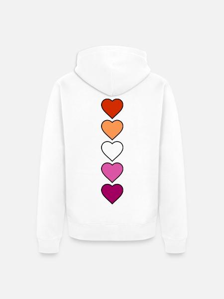 Lesbian Lesbian Hearts - Unisex Premium Organic Zip Hoodie - white